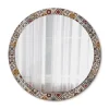 Clearance Tulup Miroir Circulaire avec Cadre Imprimé Décoratif 100 cm - 86 cm Motif Turc