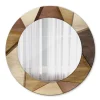 Clearance Tulup Miroir Circulaire avec Cadre Imprimé Décoratif 50 cm - 36 cm Bois Géométrique 3d