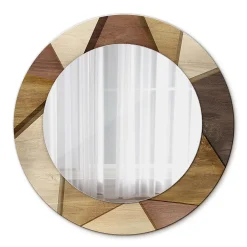 Clearance Tulup Miroir Circulaire avec Cadre Imprimé Décoratif 50 cm - 36 cm Bois Géométrique 3d