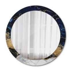 Tulup Miroir Circulaire avec Cadre Imprimé Décoratif 90 cm - 76 cm Marbre Bleu* Miroir|Miroir