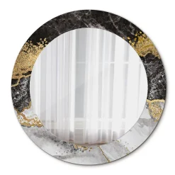 Tulup Miroir Circulaire avec Cadre Imprimé Décoratif 60 cm - 46 cm Loft En Marbre* Miroir|Miroir