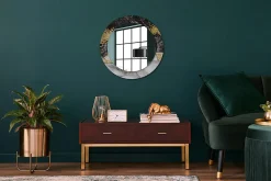 Tulup Miroir Circulaire avec Cadre Imprimé Décoratif 60 cm - 46 cm Loft En Marbre* Miroir|Miroir
