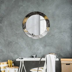 Tulup Miroir Circulaire avec Cadre Imprimé Décoratif 60 cm - 46 cm Loft En Marbre* Miroir|Miroir