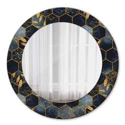 Tulup Miroir Circulaire avec Cadre Imprimé Décoratif 50 cm - 36 cm Marbre Hexagonal