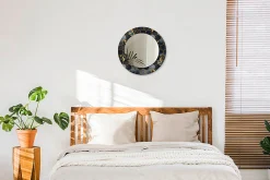 Tulup Miroir Circulaire avec Cadre Imprimé Décoratif 50 cm - 36 cm Marbre Hexagonal