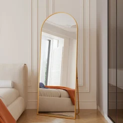 Simple Life Miroir complet arqué, 165 x 60 cm, pleine longueur, monté au mur, miroir de sol, pour le salon, Doré* Miroir|Miroir