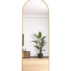 Simple Life Miroir complet arqué, 165 x 60 cm, pleine longueur, monté au mur, miroir de sol, pour le salon, Doré* Miroir|Miroir
