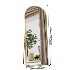 Simple Life Miroir complet arqué, 165 x 60 cm, pleine longueur, monté au mur, miroir de sol, pour le salon, Doré* Miroir|Miroir