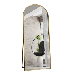 Fortuna lai Miroir complet arqué, 180 x 80 cm, pleine longueur, monté au mur, miroir de sol, pour le salon, Doré* Miroir|Miroir