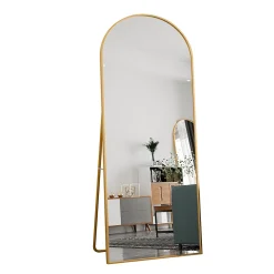 Fortuna lai Miroir complet arqué, 180 x 80 cm, pleine longueur, monté au mur, miroir de sol, pour le salon, Doré* Miroir|Miroir