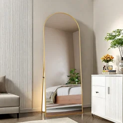 Online ProximaX Miroir complet arqué, 162 x 53 cm, pleine longueur, sur pied ou mural, pour le salon dressing ou salle de bain, Doré
