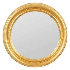 Coté Table Miroir convexe Drachma rond doré bois 46cm* Miroir|Miroir