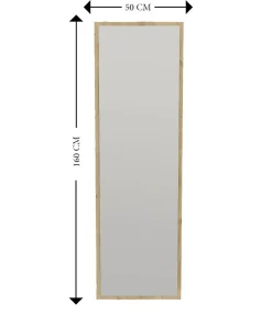 Dmora Miroir Dcarrier, Verre miroité, Objet d'ameublement mural, Décoration avec miroir, 50x2h160 cm, Chêne* Miroir|Miroir