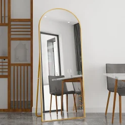 Fortuna lai Miroir De Courtoisie Arqué Pleine Longueur 180 X 80 Cm, Adapté à La Chambre, Au Salon, Doré* Miroir|Miroir