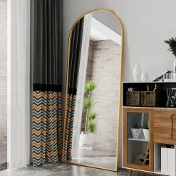 Fortuna lai Miroir De Courtoisie Arqué Pleine Longueur 180 X 80 Cm, Adapté à La Chambre, Au Salon, Doré* Miroir|Miroir