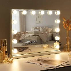Online Vanitii Miroir de maquillage Hollywood lumineux LED Coiffeuse Mural - 50 x 40 cm