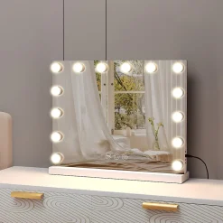 Online Vanitii Miroir de maquillage Hollywood lumineux LED Coiffeuse Mural - 50 x 40 cm