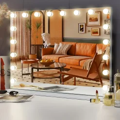 Vanitii Miroir de maquillage Hollywood Coiffeuse LED Mural et sur Table Blanc 80x 58 cm* Miroir|Miroir