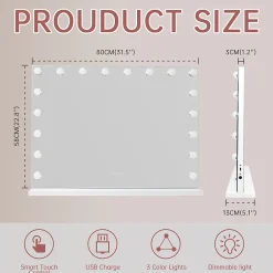 Vanitii Miroir de maquillage Hollywood Coiffeuse LED Mural et sur Table Blanc 80x 58 cm* Miroir|Miroir