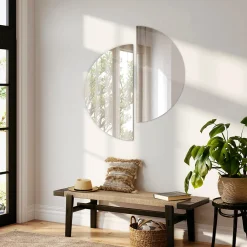 Online Wallfluent Miroir Demi-Rond Classique 1/2 - 80 cm Miroir Pratique Pour Chambre Ou Hall