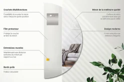 Online Wallfluent Miroir Demi-Rond Classique 1/2 - 80 cm Miroir Pratique Pour Chambre Ou Hall