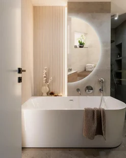 Tulup Miroir demi-rond LED 25x50 cm éclairage froid mural design* Miroir|Miroir