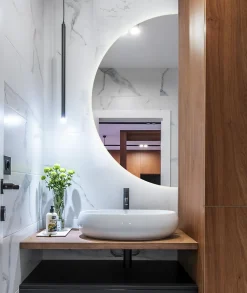 Tulup Miroir demi-rond LED 25x50 cm éclairage neutre mural design* Miroir|Miroir