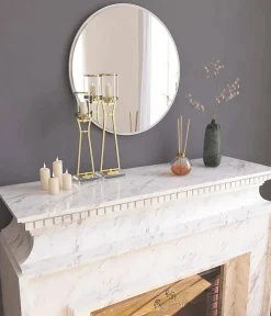 Online Dmora Miroir Dlucchin, Verre miroité, Objet d'ameublement mural, Décoration avec miroir, 60x2h60 cm, Blanc