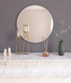 Online Dmora Miroir Dlucchin, Verre miroité, Objet d'ameublement mural, Décoration avec miroir, 60x2h60 cm, Blanc