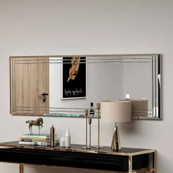 Dmora Miroir Dperisi, Verre miroité, Objet d'ameublement mural, Décoration avec miroir, 40x2h120 cm, Blanc