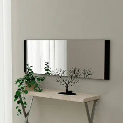 New Dmora Miroir Dprenn, Verre miroité, Objet d'ameublement mural, Décoration avec miroir, 40x2h120 cm, Noir