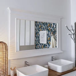 Made In Meubles Miroir en bois de pin blanc Manel