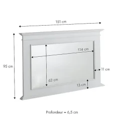 Made In Meubles Miroir en bois de pin blanc Manel