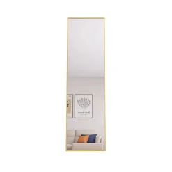 ProximaX Miroir en pied grand, 140x40 cm, sur pied ou mural, cadre aluminium, grand miroir rectangulaire pour salon ou chambre, Doré* Miroir|Miroir