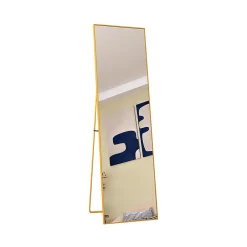 ProximaX Miroir en pied grand, 140x40 cm, sur pied ou mural, cadre aluminium, grand miroir rectangulaire pour salon ou chambre, Doré* Miroir|Miroir
