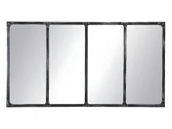 Outlet Vente-unique Miroir fenêtre industriel en métal - L. 140 x H. 75 cm - Noir - MAASTRICHT