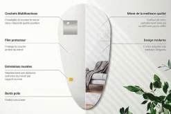 Wallfluent Miroir Goutte Asymétrique Mural Sans Cadre 50 x 100 cm Style Naturel Et Minimaliste Pour Intérieur Moderne* Miroir|Miroir