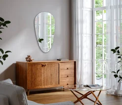 Tulup Miroir Goutte Asymétrique 45 x 90 cm Prêt à Poser Forme Organique pour Salle de Bain ou Entrée* Miroir|Miroir