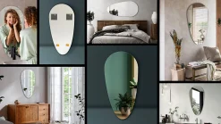 Tulup Miroir Goutte Asymétrique 45 x 90 cm Prêt à Poser Forme Organique pour Salle de Bain ou Entrée* Miroir|Miroir