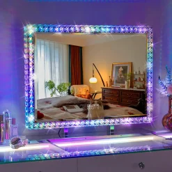 Best Vanitii Miroir Hollywood Coiffeuse - LED 3 Tons 7 Modes RGB 80x60cm Blanc