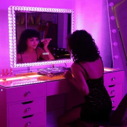 Best Vanitii Miroir Hollywood Coiffeuse - LED 3 Tons 7 Modes RGB 80x60cm Blanc