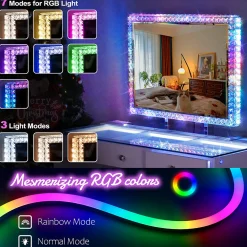 Best Vanitii Miroir Hollywood Coiffeuse - LED 3 Tons 7 Modes RGB 80x60cm Blanc