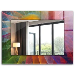 Tulup Miroir Imprimé 80x60 cm Spirale Abstraite Colorée Glace Murale Moderne Pour Salle De Bain