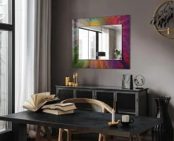 Tulup Miroir Imprimé 80x60 cm Spirale Abstraite Colorée Glace Murale Moderne Pour Salle De Bain