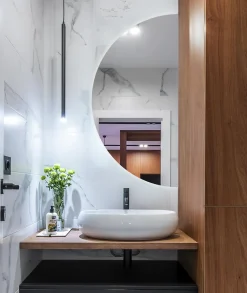 Hot Tulup Miroir LED semi-rond 50x100 cm lumière froide moderne