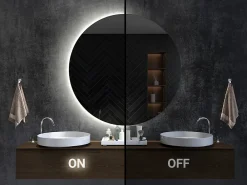 Hot Tulup Miroir LED semi-rond 50x100 cm lumière froide moderne