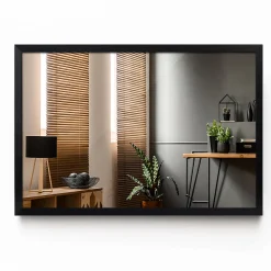 Best Tulup Miroir mural en bois MDF noir 70x50 cm pour salon