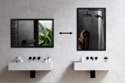 Best Tulup Miroir mural en bois MDF noir 70x50 cm pour salon