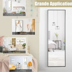 Giantex Miroir Mural Haute Définition avec Membrane Antidéflagrante Miroir Pleine Longueur Suspendu* Miroir|Miroir