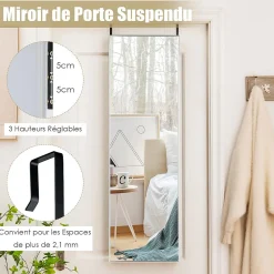 Outlet Giantex Miroir Mural Haute Définition avec Membrane Antidéflagrante Miroir Pleine Longueur Suspendu